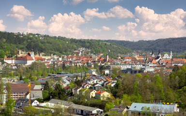 Fototapeta na wymiar Aerial view over the city of Eichstaett