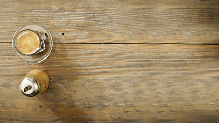 Wooden board of free space for your decoration and coffee time. 