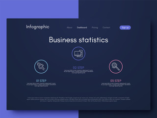 Vector graphics infographics with three options. Template for creating mobile applications, workflow layout, diagram, banner, web design, business reports with 3 steps