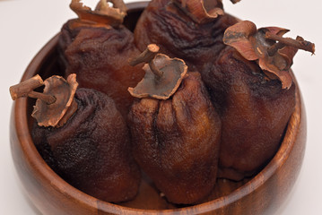 Dried oriental persimmon, traditional dried fruit, Closeup
