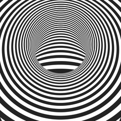 Black and white hypnotic lines. Abstract background with optical Illusion effect.