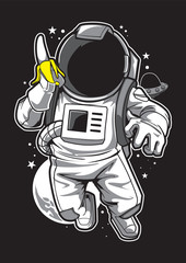 Astronaut & Banana Illustration Mascot Tshirt