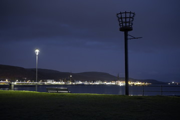 Moonlit Seaside Town