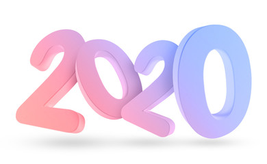 2020 new year. Isolated 3d render