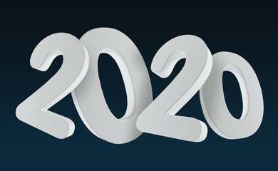 2020 new year on dark. 3d render