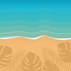 summer holiday beach and ocean background with palm leaves shadow vector illustration EPS10