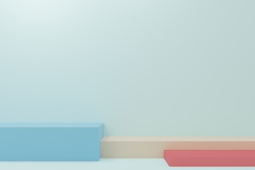 Minimal 3d rendering scene with composition empty cube  pastel podium for product and abstract...
