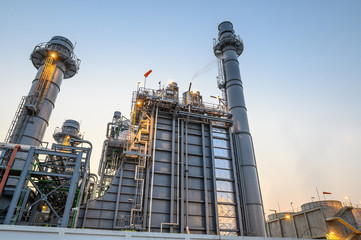 Glow light of petrochemical industry on sunset and Twilight sky ,Power plant,Energy power station area