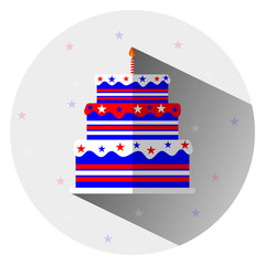Happy birthday cake with design happy president, vector art illustration.