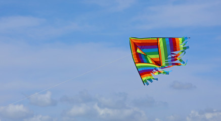 big kite on the blue sky with clouds