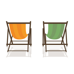 two deck chairs on white background summer holiday vector illustration EPS10