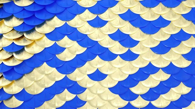 Mermaid, fish, dragon blue and golden scale background motion animation 3d.  4k
