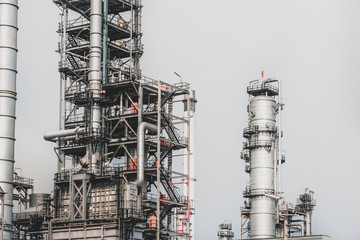 Industrial zone,The equipment of oil refining,Close-up of industrial pipelines of an oil-refinery plant,Detail of oil pipeline with valves in large oil refinery