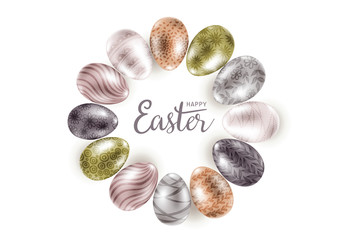 Easter eggs isolated on white background. Happy Easter. Hand drawn illustration.