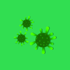 Vector illustration of a virus cartoon character in green