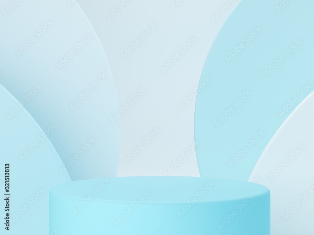 Aufkleber minimal scene with podium and abstract background. geometric shape. blue pastel colors scene. minima