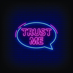 Fototapeta na wymiar Trust Me Neon Signs Style Text Vector