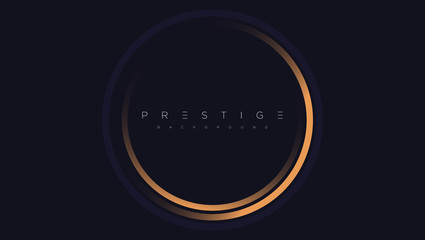 Dark blue premium minimalist background with luxury golden geometric elements triangle, circle etc. Prestige background for poster, invitation card, banner, flyer, cover etc. Vector EPS.