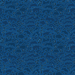 Vector realistic botany cherry branch repeat pattern with spring floral, midnight blue. Beautiful classic design for wedding, event. Nature background. Print, fabric, stationary.