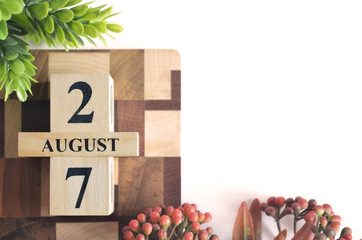 August 27, Cover calendar design in natural concept.