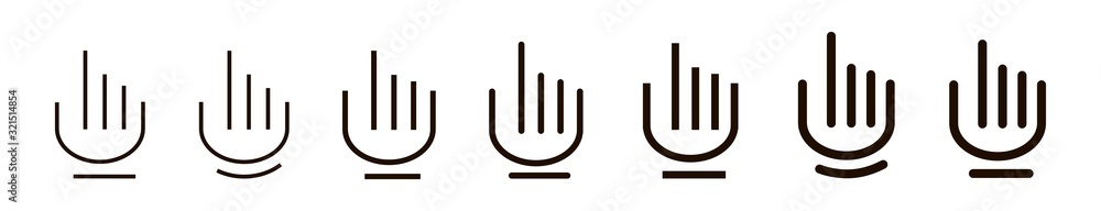 Poster hand cursor icon line. hand finger vector icon. clicking hand linear icon. click pointer. vector ill