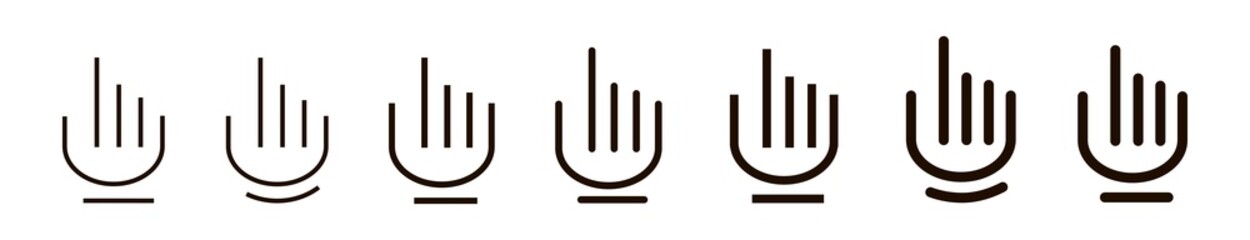 Hand cursor icon line. Hand Finger vector icon. Clicking hand linear icon. Click pointer. Vector illustration