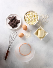 The process of making a pie. Cooking process  on a light background. Culinary. Background image, copy space