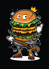 King Burger Gangster Illustration Tshirt