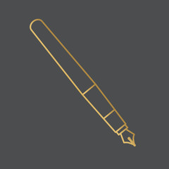 golden fountain pen icon- vector illustration
