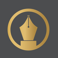 Obraz premium golden fountain pen nib icon- vector illustration