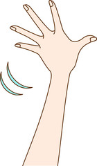 手を上に伸ばす女性の手元