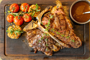 grilled meat and vegetables