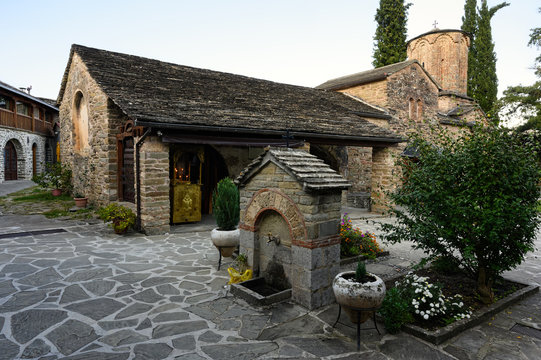 view of the historic Monastery of Molivdoskepasti, near Konitsa, in Epirus, Greece