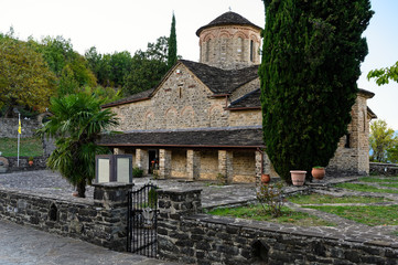 View of the greek-orthodox Church of the Holy Apostles in the village of Molivdoskepastos, in Epirus, Greece