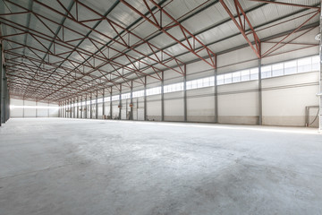 Interior of empty warehouse or garage