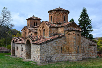 Fototapeta na wymiar View of the byzantine Church of the Saint George in the village of Omorfoklissia, near Kastoria, in northwestern Greece