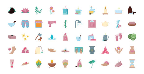 Fototapeta premium Isolated spa center icon set vector design