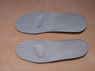 Insoles for shoes on white background. copy space for text