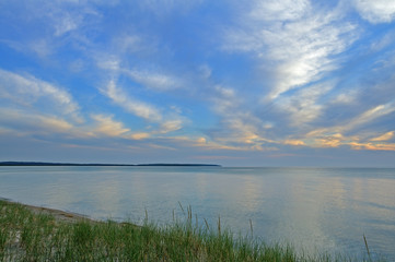 Summer landscape of the Lake Michigan shoreline at Sleeping Bear Dunes National Lakeshore, Michigan, USA