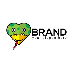 Snake Love Logo, flat design. Vector Illustration on white background	
