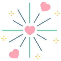 Wedding Spider firecracker Vector Flat Icon design, Heart Shape Fireworks, Carnival Decor Symbols