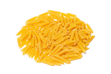 yellow Italian pasta made from durum wheat on a white background