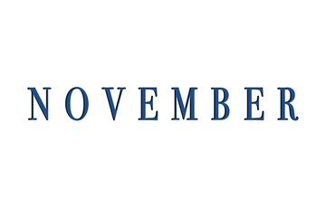 The month of November is isolated in blue on a white background for the calendar.