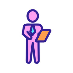 Manager document icon vector. Thin line sign. Isolated contour symbol illustration