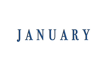The month of January is isolated in blue on a white background for the calendar.