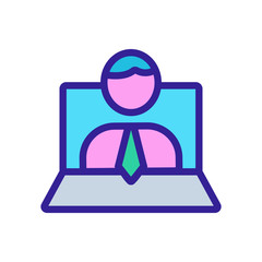 Mentor laptop icon vector. Thin line sign. Isolated contour symbol illustration