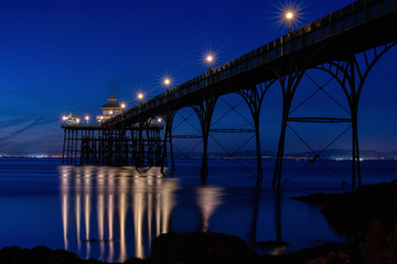 Pier at night blue hour Somerset uk 
