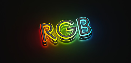 RGB letters with lights on dark background