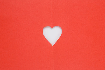 Love heart on red background
