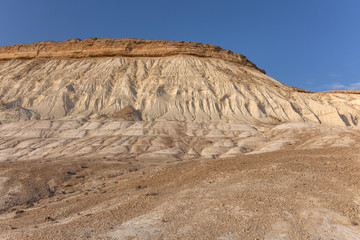 The Ustyurt Plateau. District of Boszhir. The bottom of a dry ocean Tethys. Rocky remnants. Kazakhstan. selective focus